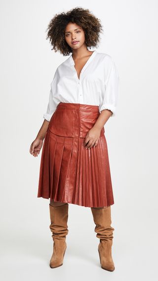 Cedric Charlier + Eco Faux Leather Skirt