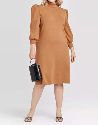 Who What Wear + Puff-Sleeve High-Neck Sweaterdress