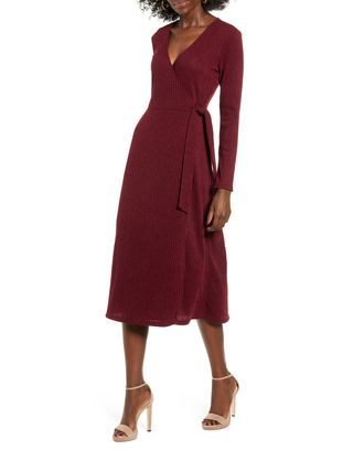 All In Favor + Wrap-Front Midi Dress