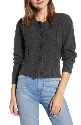 Something Navy + Crewneck Cable Cardigan