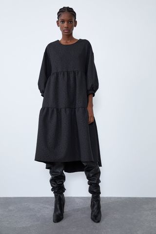 Zara + Voluminous Jacquard Dress