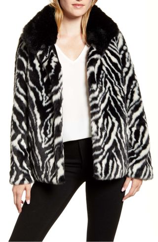 Sam Edelman + Zebra Faux Fur Coat