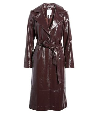 Leith + Faux-Patent Leather Trench