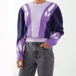 & Other Stories + Color-Block Puff-Sleeve Sweater