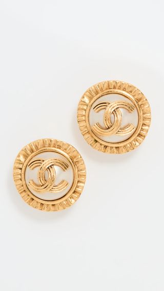 What Goes Around Comes Around + Chanel Gold Pearl Cc Earrings