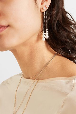 Saskia Diez + Gold Pearl Earrings