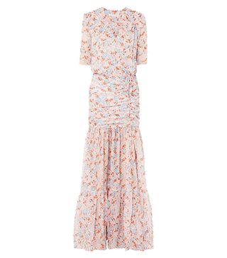 Veronica Beard + Mick Ruched Floral-Print Silk-Chiffon Maxi Dress