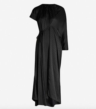 Balenciaga + Asymmetric Logo-Print Silk Maxi Dress