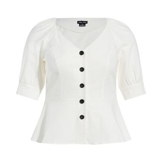 City Chic + Lola Button-Front Peplum Top