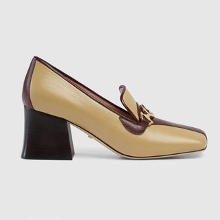 Gucci + Zumi Leather Mid-Heel Loafers