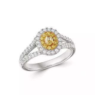 Bloomingdale's + Oval Yellow & White Diamond Ring in 18K Yellow & White Gold