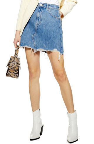 Topshop + Ripped Denim Miniskirt