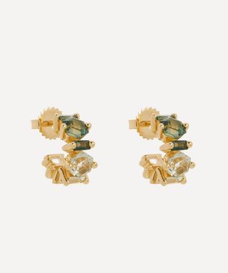 Suzanne Kalan + 14ct Gold Multi-Stone Mini Hoop Earrings