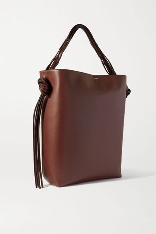 Neous + Saturn Oversized Tasseled Leather and Canvas Tote