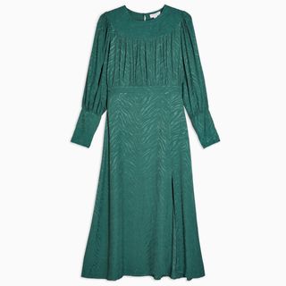 Topshop + Green Jacquard Dress