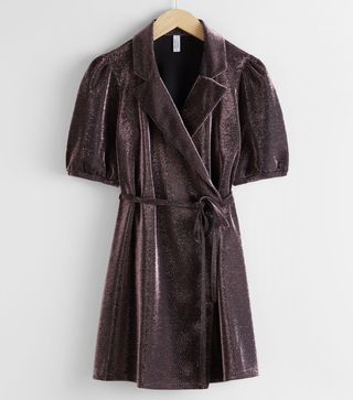 & Other Stories + Belted Glitter Mini Wrap Dress