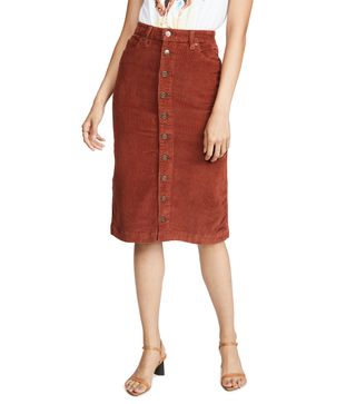 Lee Vintage Modern + High Rise Midi Corduroy Skirt