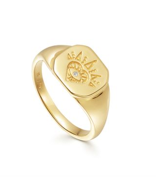 Missoma + Gold Open Heart Signet Ring