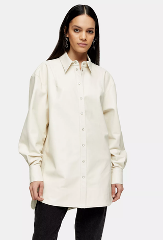 Topshop + Idol White Oversized Leather Shirt