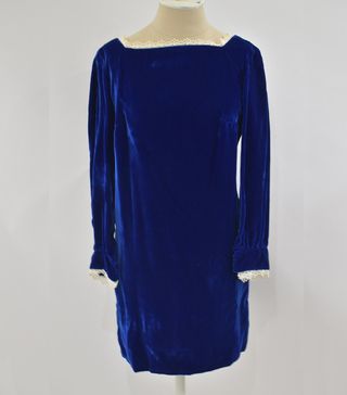 Etsy + Vintage Blue Velvet Mini Dress