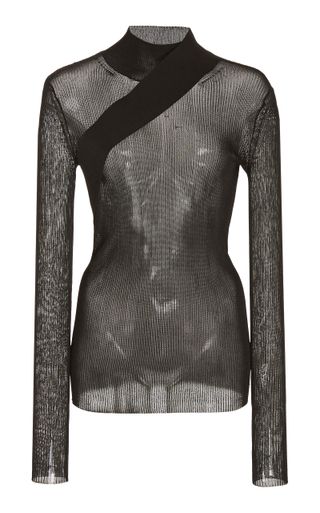 Peter Do + Seatbelt Ribbed-Knit Mesh Sweater