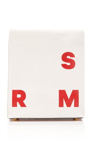 Simon Miller + Lunchbag 20 Logo-Print Leather Clutch