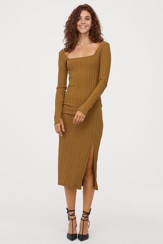 H&M + Fitted Ribbed Dress