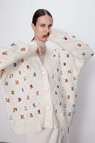 Zara + Limited Edition Embroidered Cardigan