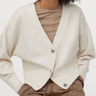 H&M + Rhinestone-Button Cardigan