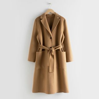 & Other Stories + Wool Blend Belted Long Coat