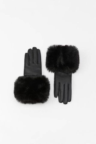 Zara + Faux Fur Trim leather Gloves