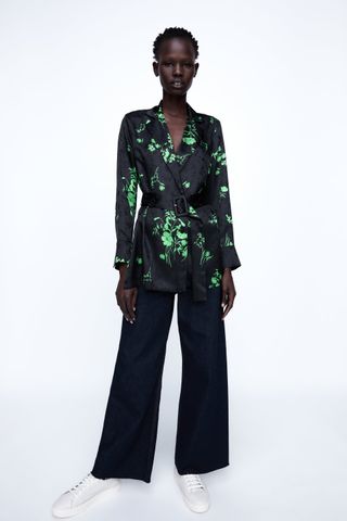 Zara + Jacquard Wrap Blouse