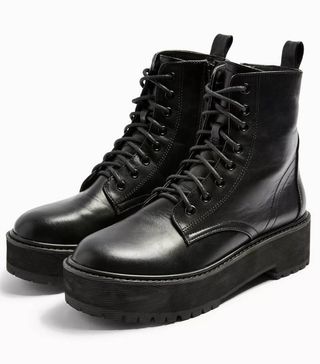 Topshop + Considered Oslo Vegan Black Chunky Lace-Up Boots