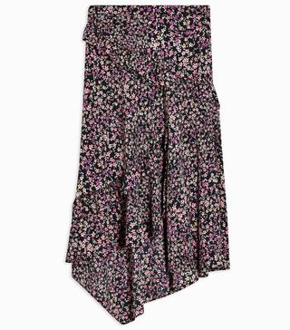 Topshop + Considered Floral Meadow Ruffle Recycled Polyester Midi Skirt