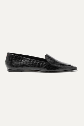 Aeydē + Aurora Croc-Effect Leather Loafers