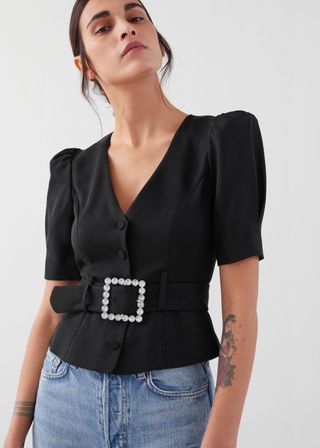 & Other Stories + Belted Puff Shoulder Blouse