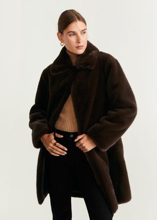 Mango + Lapels Faux Fur Coat