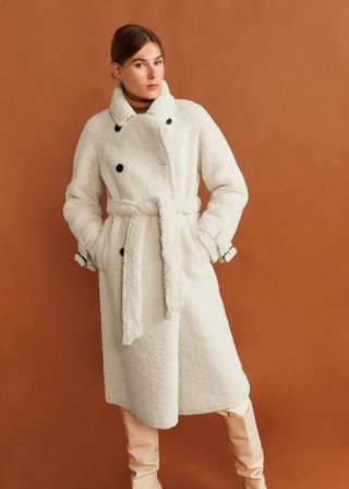 Mango + Faux Shearling Long Coat