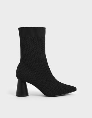 Charles & Keith + Knitted Sculptural Heel Sock Boots