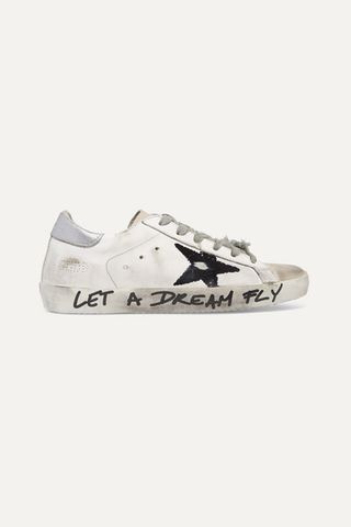 Golden Goose + Superstar Distressed Printed Leather Sneakers
