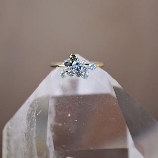 Bayou With Love + Mint & Blue Sapphire Cluster Ring