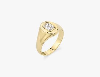 Vrai + Emerald Diamond Signet Ring