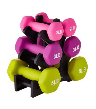 AmazonBasics + Neoprene Dumbbell Pairs and Sets with Stands