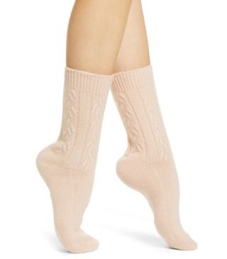 Nordstrom Signature + Cable Knit Cashmere Crew Socks