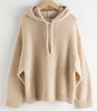& Other Stories + Ribbed Wool Blend Hooded Sweatshirt