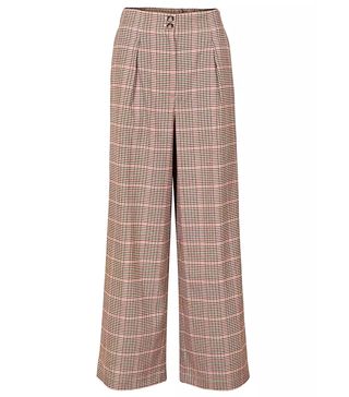 Oliver Bonas + Destiny Checked Brown Wide Leg Trousers