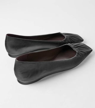 Zara + Square Toe Soft Leather Ballerinas