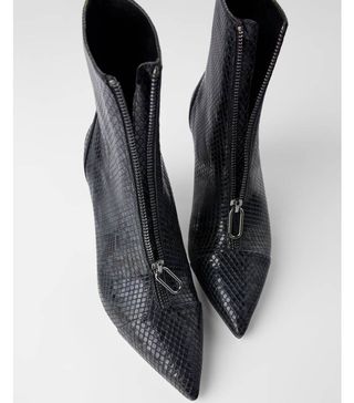 Zara + High-Heel Ankle Boots With Zip