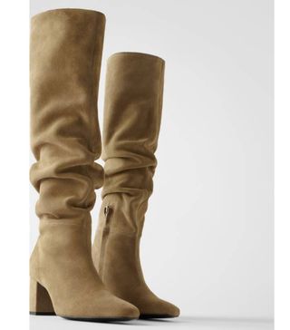 Zara + Split Suede Mid-Heel Boots