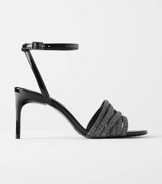 Zara + Shiny Beaded High-Heel Sandals